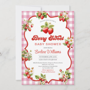 Berry Sweet Watercolor Strawberry Baby Shower Invitation