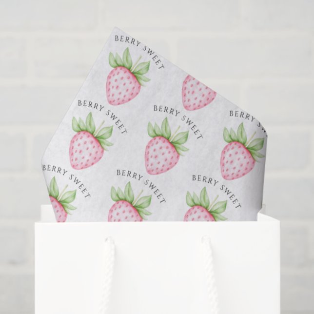 Berry Sweet Watercolor Strawberry Girl Baby Shower Tissue Paper (Gift Bag)