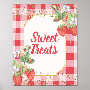 Berry Sweet Watercolor Strawberry Sweet Treats Poster