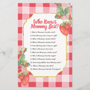Berry Sweet Who Knows Mummy Best Game Paper Sheet