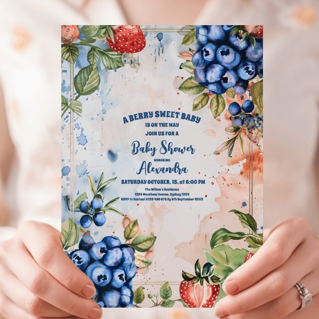 Berry Sweet  Wild Berries & Flowers Baby Shower Invitation (Creator Uploaded)
