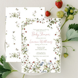 Berry Sweet Wildflower Watercolor Baby Shower Invitation