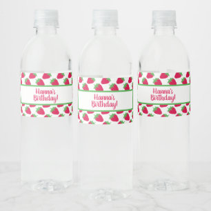 Berry Themed Strawberry Birthday Party Water Bottle Label