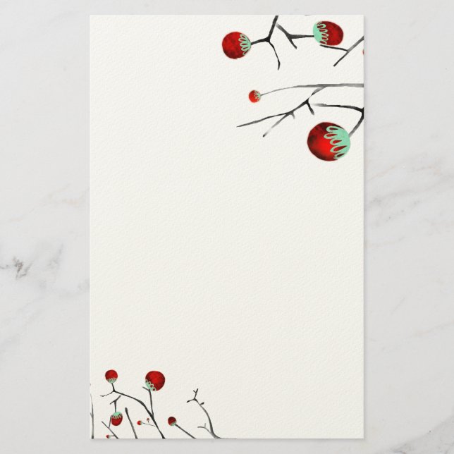 Berry tree embossed finish art paper stationery (Front)