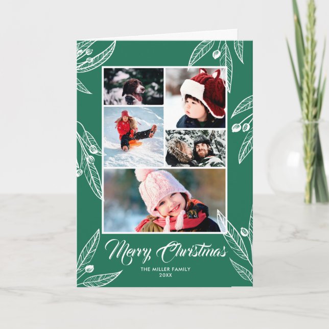 Berry Twigs - Photo Collage Merry Christmas Card (Front)