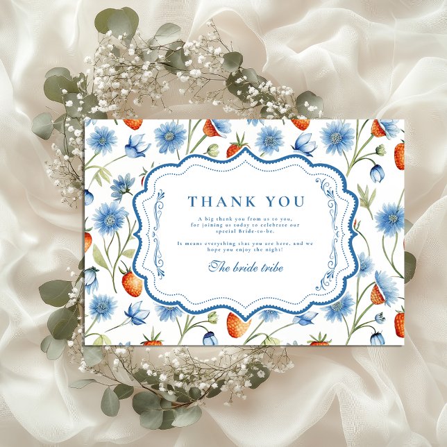 Berry Vine Romance Bridal Shower Thank You Card (Creator Uploaded)