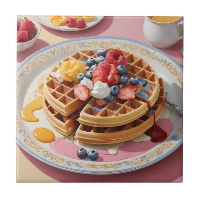 Berry Waffle Breakfast Plate Tile (Front)