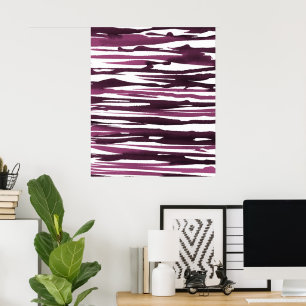 Berry Watercolor Abstract Stripes Poster