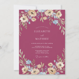 Berry Wildflower Painted Wedding Invitation