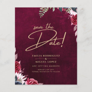 Berry Wine Navy Blue Floral Wedding Winter Fall Flyer
