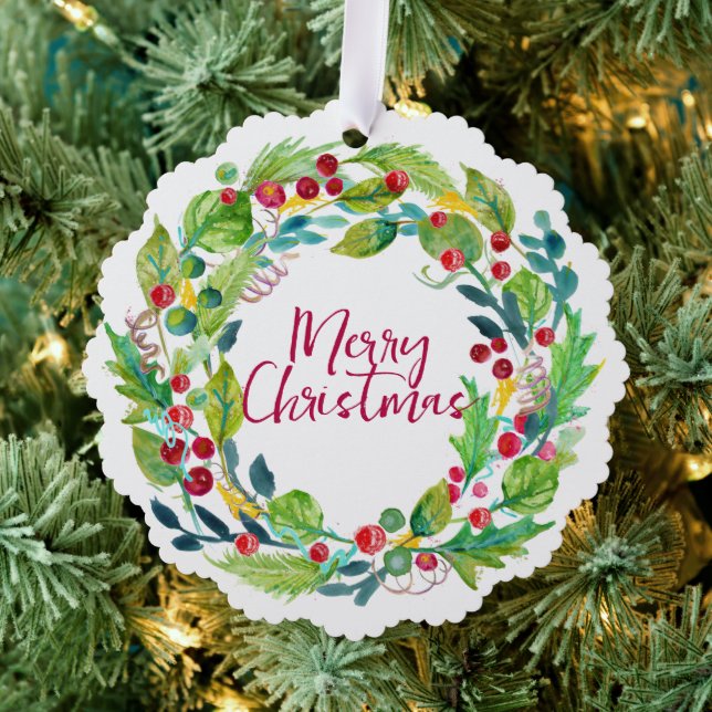 Berry Wreath Paper Ornament Card (Insitu (Tree))