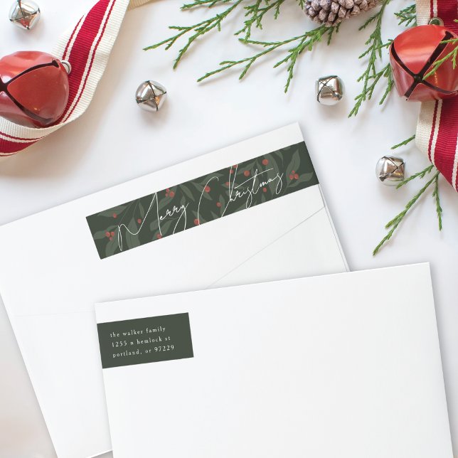 Berryful Botanical Merry Christmas Wrap Around Label (Creator Uploaded)
