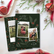 Berryful Botanical Multi Photo Christmas Card