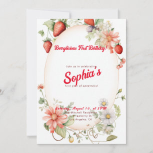 Berrylicious First Birthday! 1st Anniversary Party Invitation