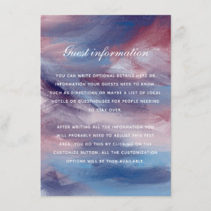 Berrypink Purple Blue Artistic Wedding Insert Card