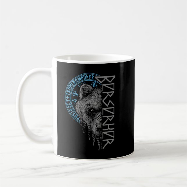 Berserk Bear Warrior Odin Runes Norse Compass Viki Coffee Mug (Left)
