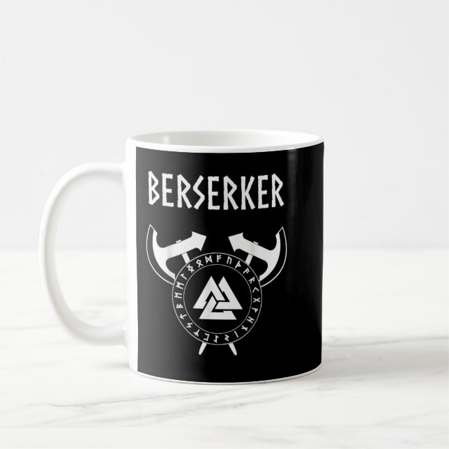 Berserker Viking Warrior Norse Runes Coffee Mug (Left)