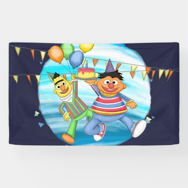 Bert and Ernie Birthday Balloons Banner (Horizontal)