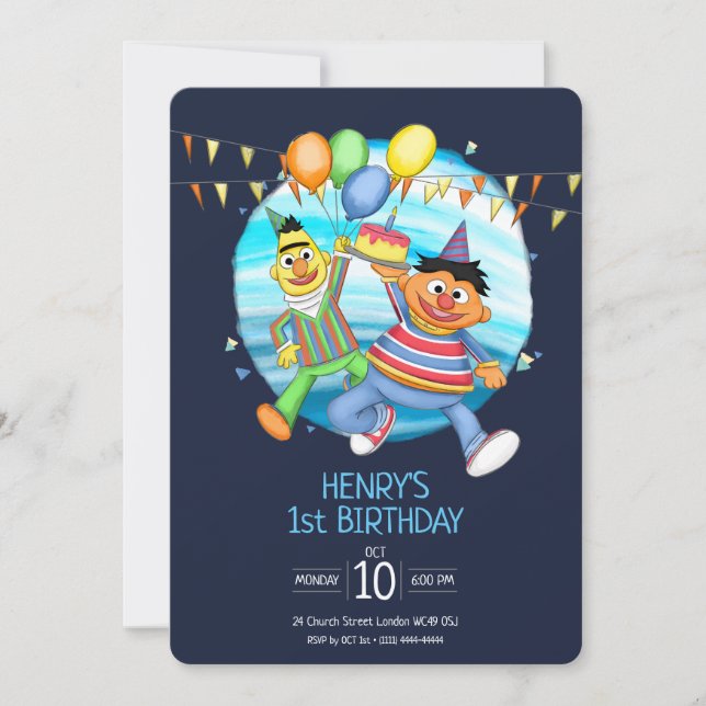Bert and Ernie Birthday Balloons Invitation (Front)