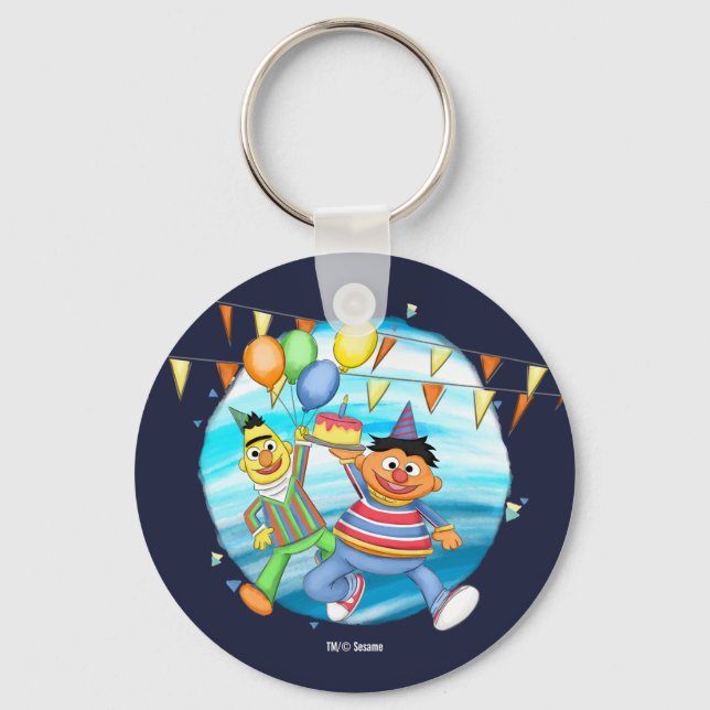 Bert and Ernie Birthday Balloons Key Ring (Front)