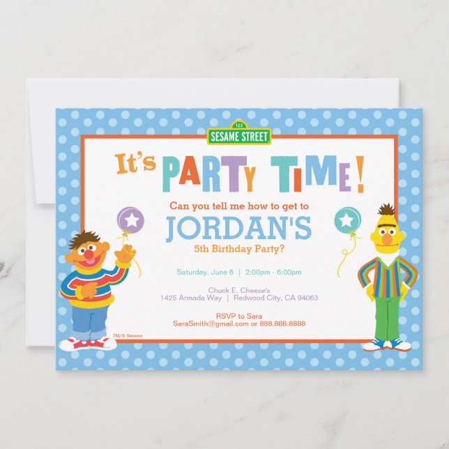 Bert and Ernie Birthday Invitation (Front)