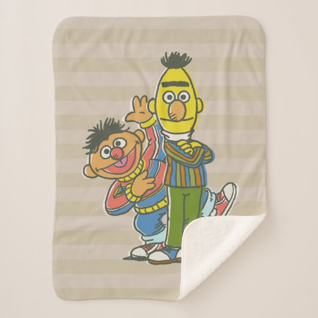 Bert and Ernie Classic Style Sherpa Blanket (Front)