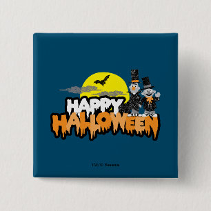 Bert and Ernie Happy Halloween 15 Cm Square Badge