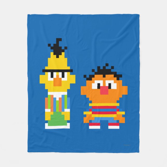 Bert and Ernie Pixel Art Fleece Blanket (Front)