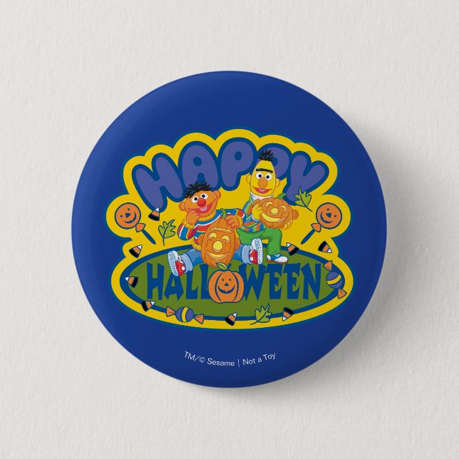 Bert & Ernie | Happy Halloween 6 Cm Round Badge (Front)
