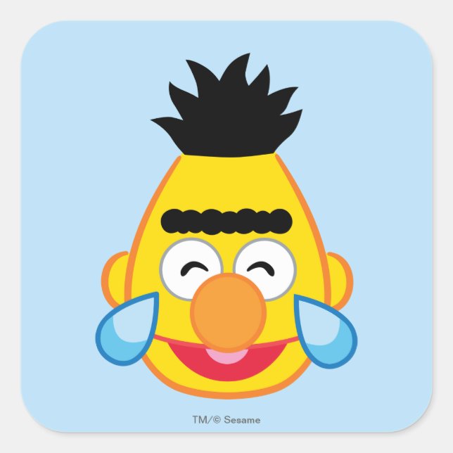 Bert Face with Tears of Joy Square Sticker (Front)