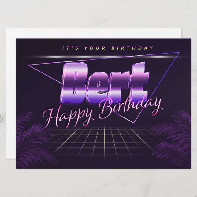 Bert Name First Name pura retro card Birthday (Front/Back)