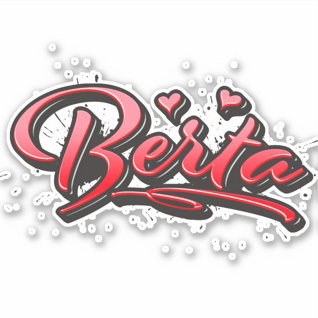 Berta red Heart Graffiti Sticker (Front)