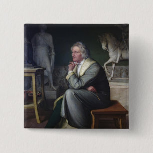Bertel Thorvaldsen in his studio at Rome, 1834 15 Cm Square Badge