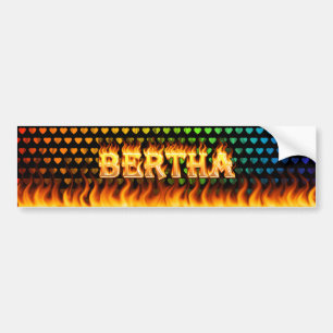 Bertha real fire and flames bumper sticker design