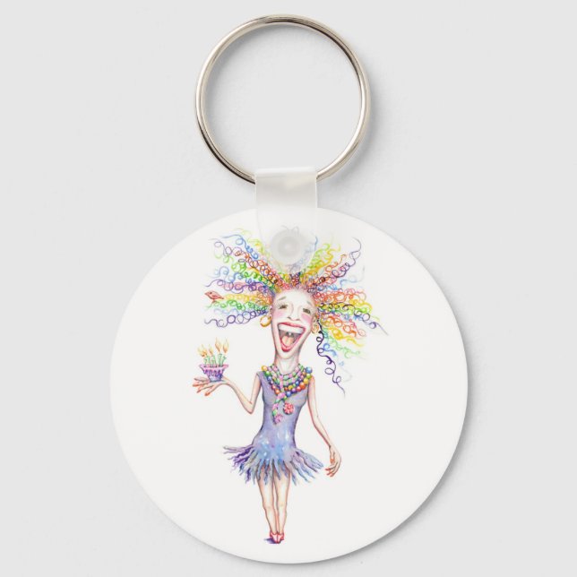 Bertha the Birthday Broad keychain (Front)