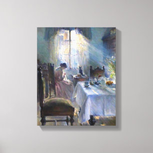 Bertha Wegmann - Woman Sewing In An Interior Canvas Print