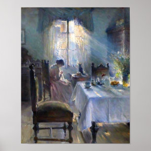 Bertha Wegmann - Woman Sewing In An Interior Poster
