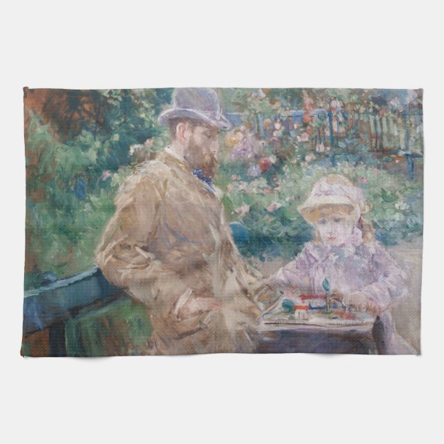 Berthe Morisot - Eugene Manet with his daughter Tea Towel (Horizontal)