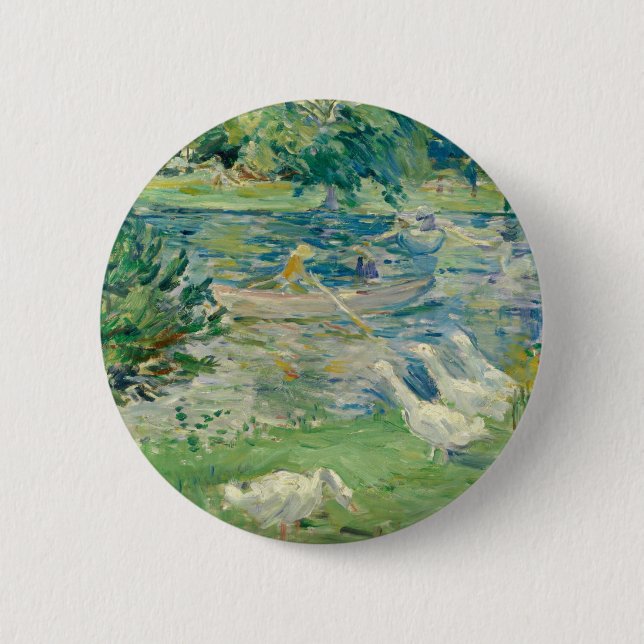 Berthe Morisot - Girl In A Boat With Geese 6 Cm Round Badge (Front)