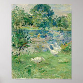 Berthe Morisot - Girl In A Boat With Geese Poster
