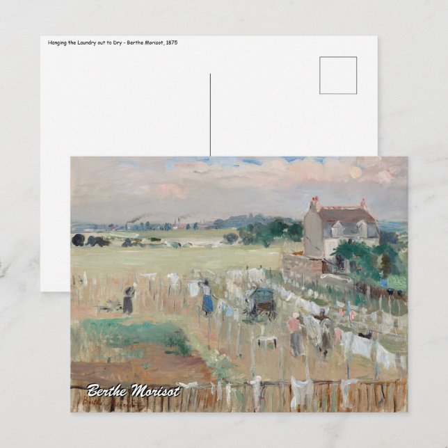 Berthe Morisot - Hanging the Laundry out to Dry Postcard (Front/Back)