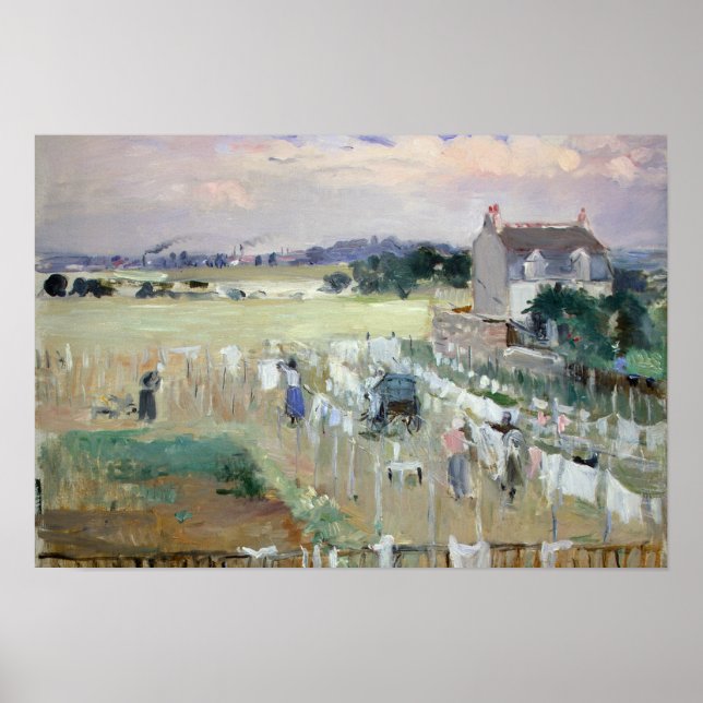 Berthe Morisot - Hanging the Laundry out to Dry Poster (Front)