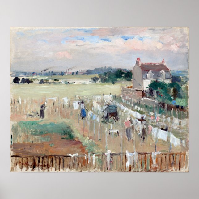 Berthe Morisot Hanging the Laundry out to Dry Poster (Front)