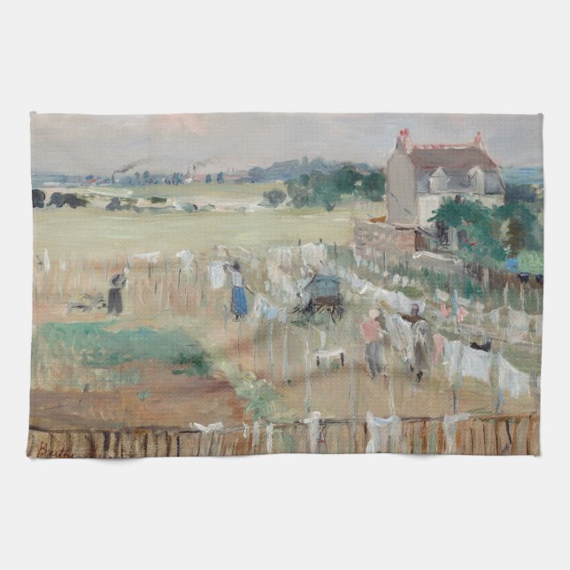 Berthe Morisot - Hanging the Laundry out to Dry Tea Towel (Horizontal)