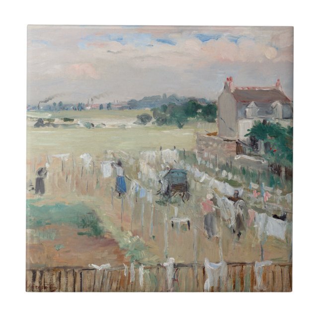 Berthe Morisot - Hanging the Laundry out to Dry Tile (Front)
