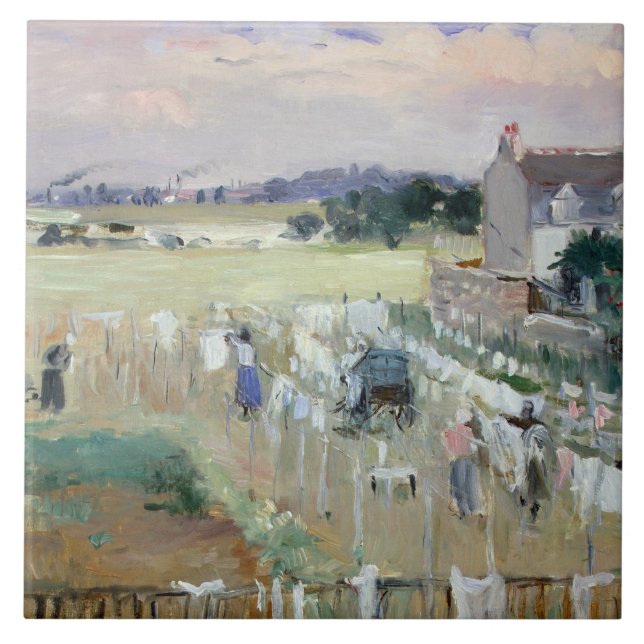 Berthe Morisot - Hanging the Laundry out to Dry Tile (Front)