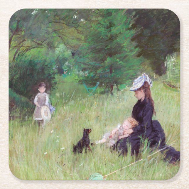 Berthe Morisot - In a Park Square Paper Coaster (Front)