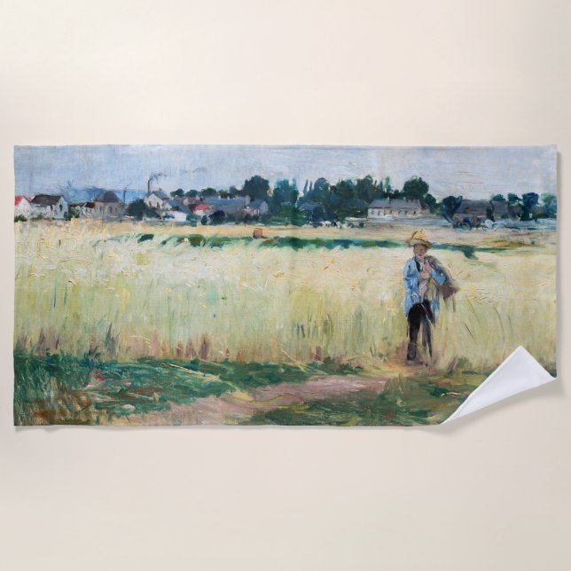 Berthe Morisot - In the Wheatfield at Gennevillier Beach Towel (Front)