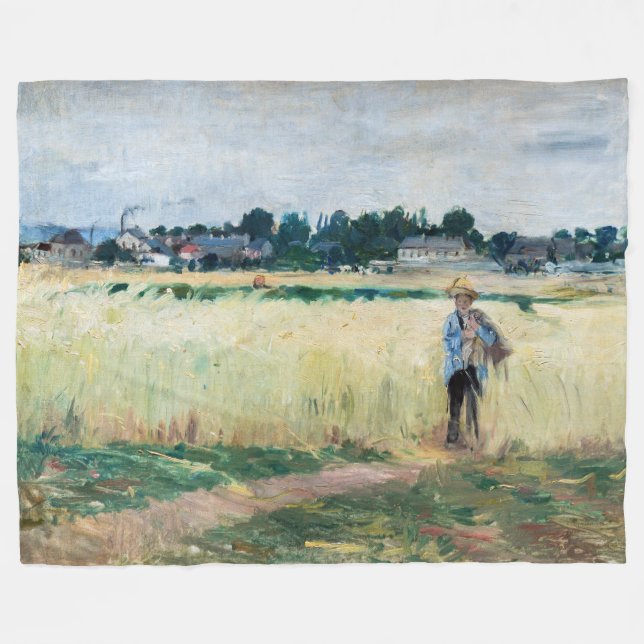 Berthe Morisot - In the Wheatfield at Gennevillier Fleece Blanket (Front (Horizontal))