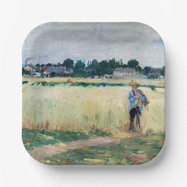 Berthe Morisot - In the Wheatfield at Gennevillier Paper Plate (Front)